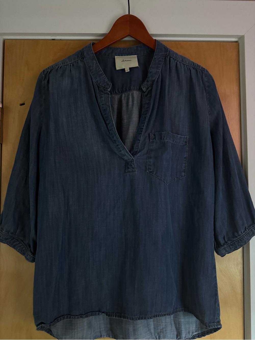 Elevenses Chambray Blue Popover Tunic Top